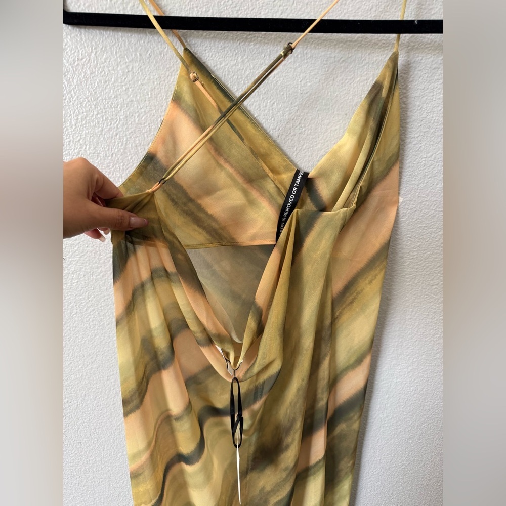 SLA The Label Samui Sheer Maxi Dress XS NWT Watercolor Slip Y2K Vacation - Picture 4 of 7